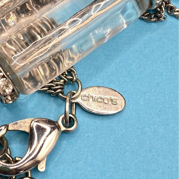 CHICO'S Multi-Strand Silver Tone Chain Necklace With Tassel - Picture 5 of 7